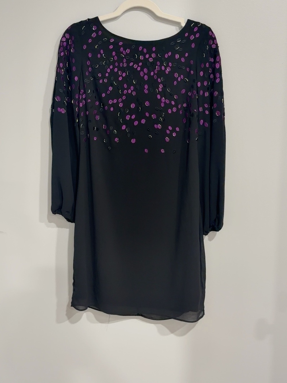 NWT Belle Badgley Mischka Black Purple Embellished Dress Size 2
